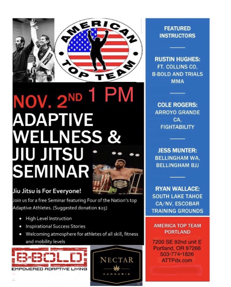 Adaptive Wellness Jiu Jitsu Seminar in Portland Oregon November 2, 2019